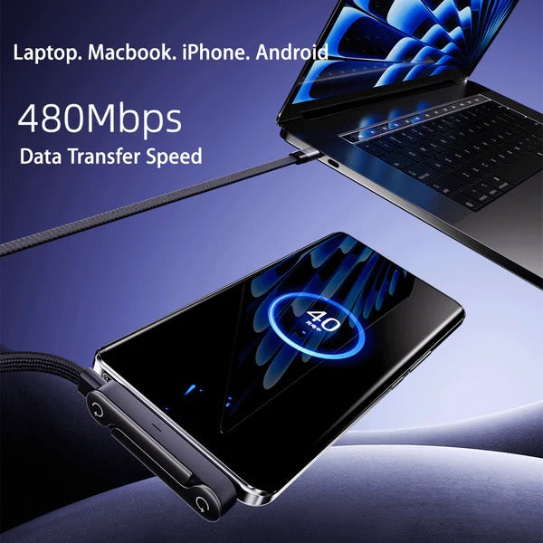 240W Fast Charging Cable with Foldable Stand